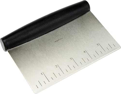 Amazon Basics Multi-Purpose Bench Scraper, Stainless Steel Dough Cutter with