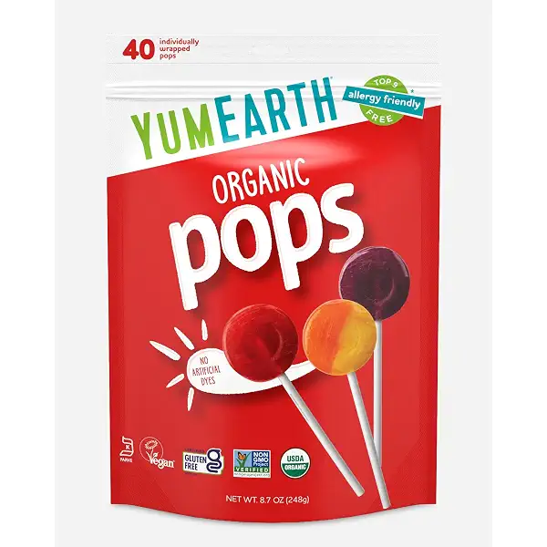 YumEarth Organic Pops Variety Pack, 40 Fruit Flavored Favorites Lollipops, Allergy Friendly, Gluten Free, Non-GMO, Vegan, No Artificial Flavors or Dyes 8