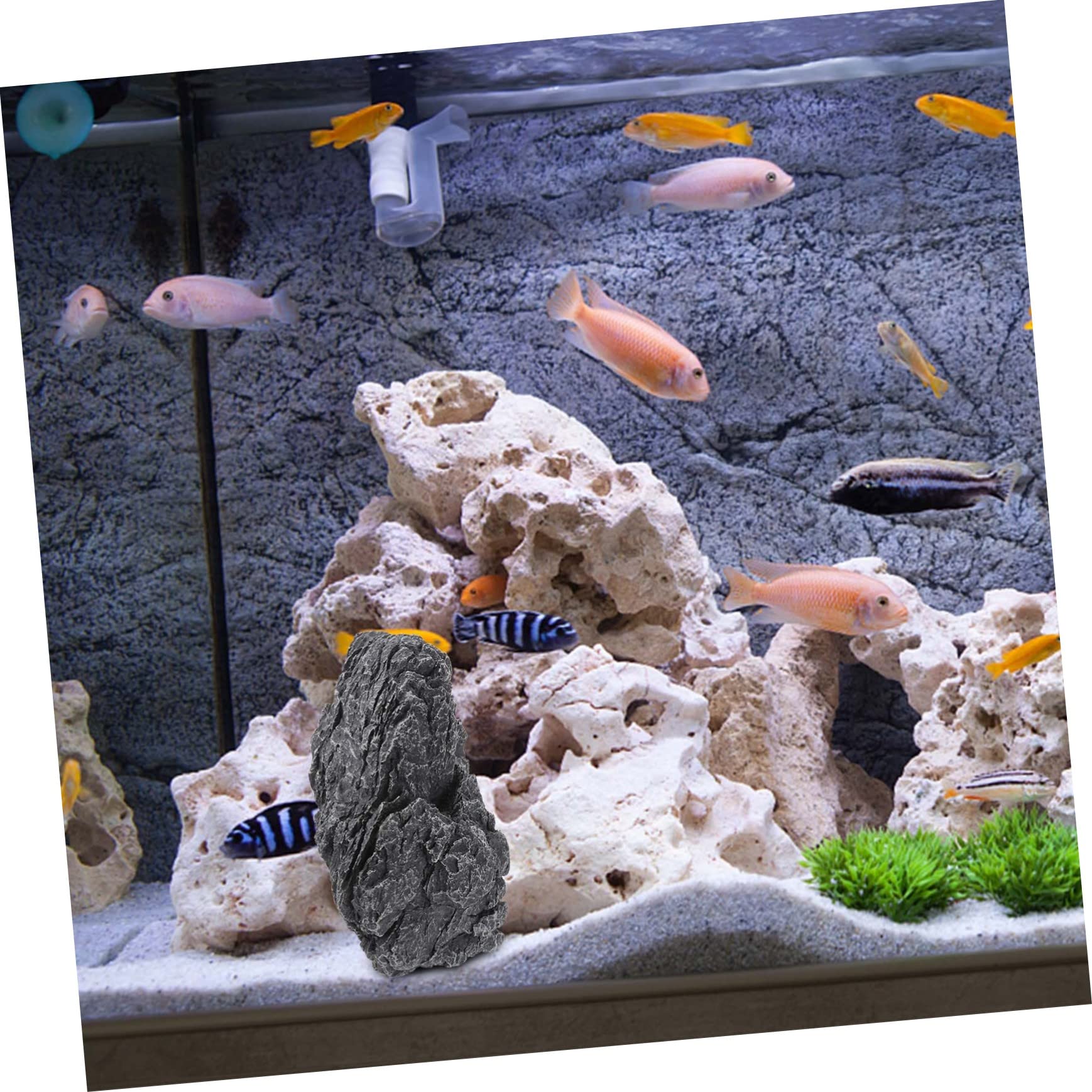 Pietra Decorativa per Acquario in Resina Nera dal Look Naturale | Ornamento Realistico per Vasche, Adatto anche Esposizioni Bonsai, Finitura Sicura Stile Casuale