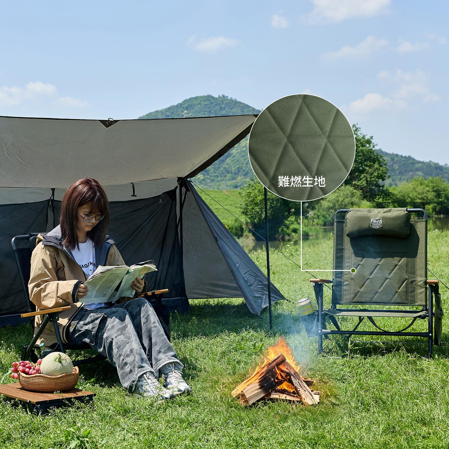 Amazon.co.jp: TIMBER RIDGE アウトドアチェア 折りたたみ椅子 3段