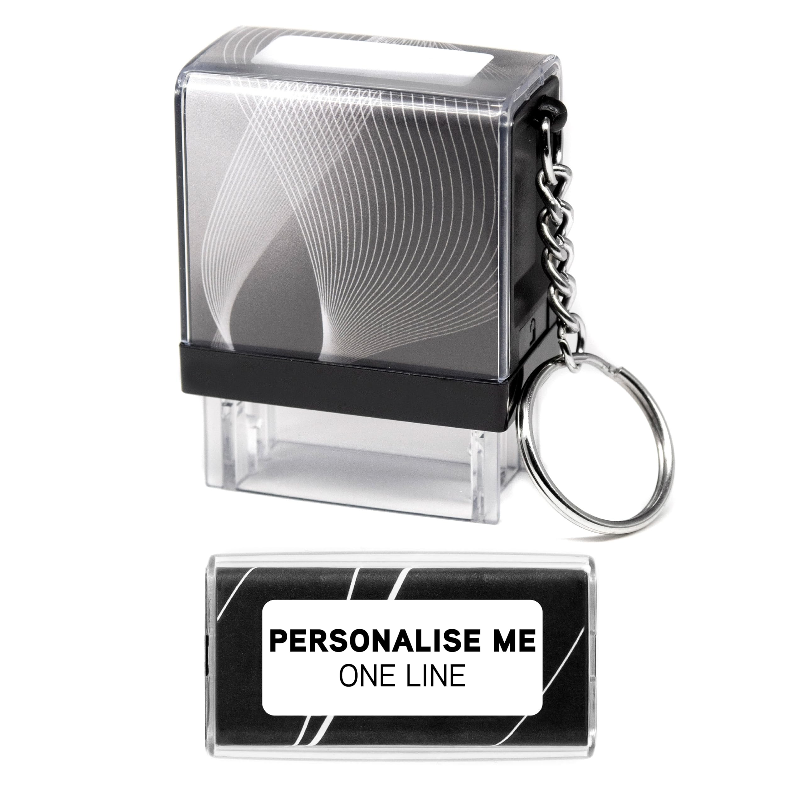 Obsesso Black Nhs Nurse Hospital Midwife Doctor Self-Inking Personalised Keyring Key Ring Rubber Stamp With Ink - 26Mm X 9Mm (One Line Of Text)