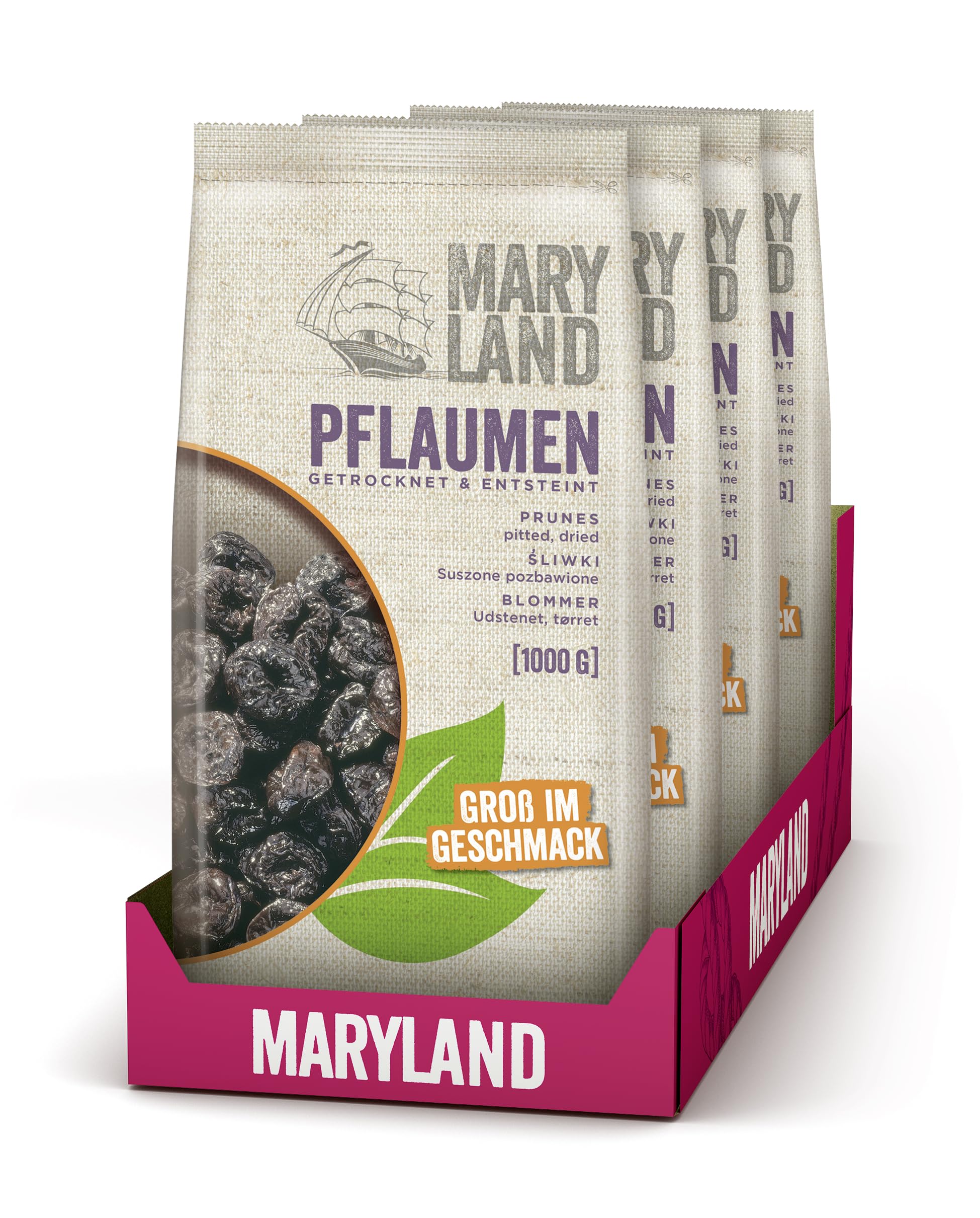 Maryland Pflaumen 1000g Vorratspackung 4er Pack – Pflaumen vegan, fruchtig süß– Im Vorratspack genießen (4 x 1000g)