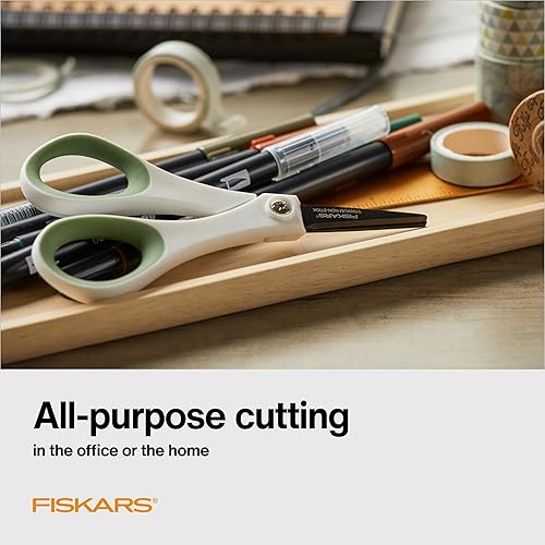 Miniatura 3 de Fiskars Tijeras de titanio antiadherentes Everyday Softgrip (8 pulgadas), 2 unidades, helecho forestal