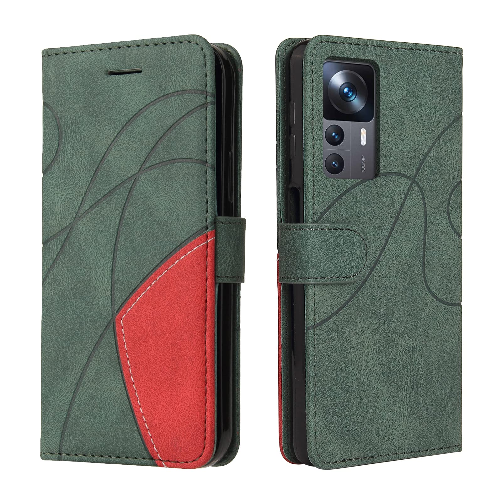Handyhülle Für Xiaomi 12T Pro – Leder Klapphülle Mit Kartenfach, Standfunktion & Handschlaufe, Grün