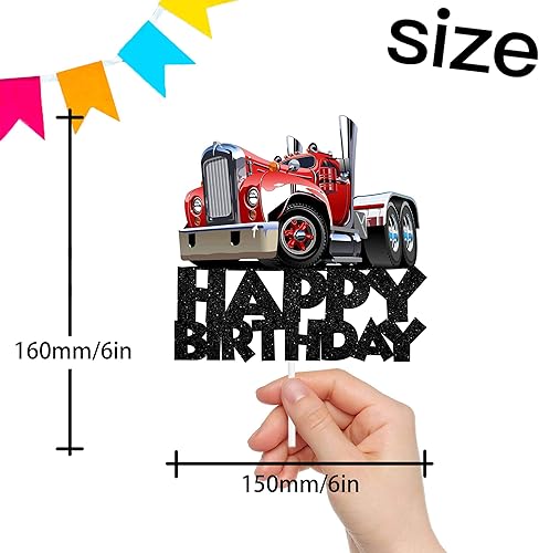 Miniatura 2 de Decoraciones para tartas de feliz cumpleaños de camiones para transporte, selecciones temáticas para niños, suministros de decoración de fiesta de