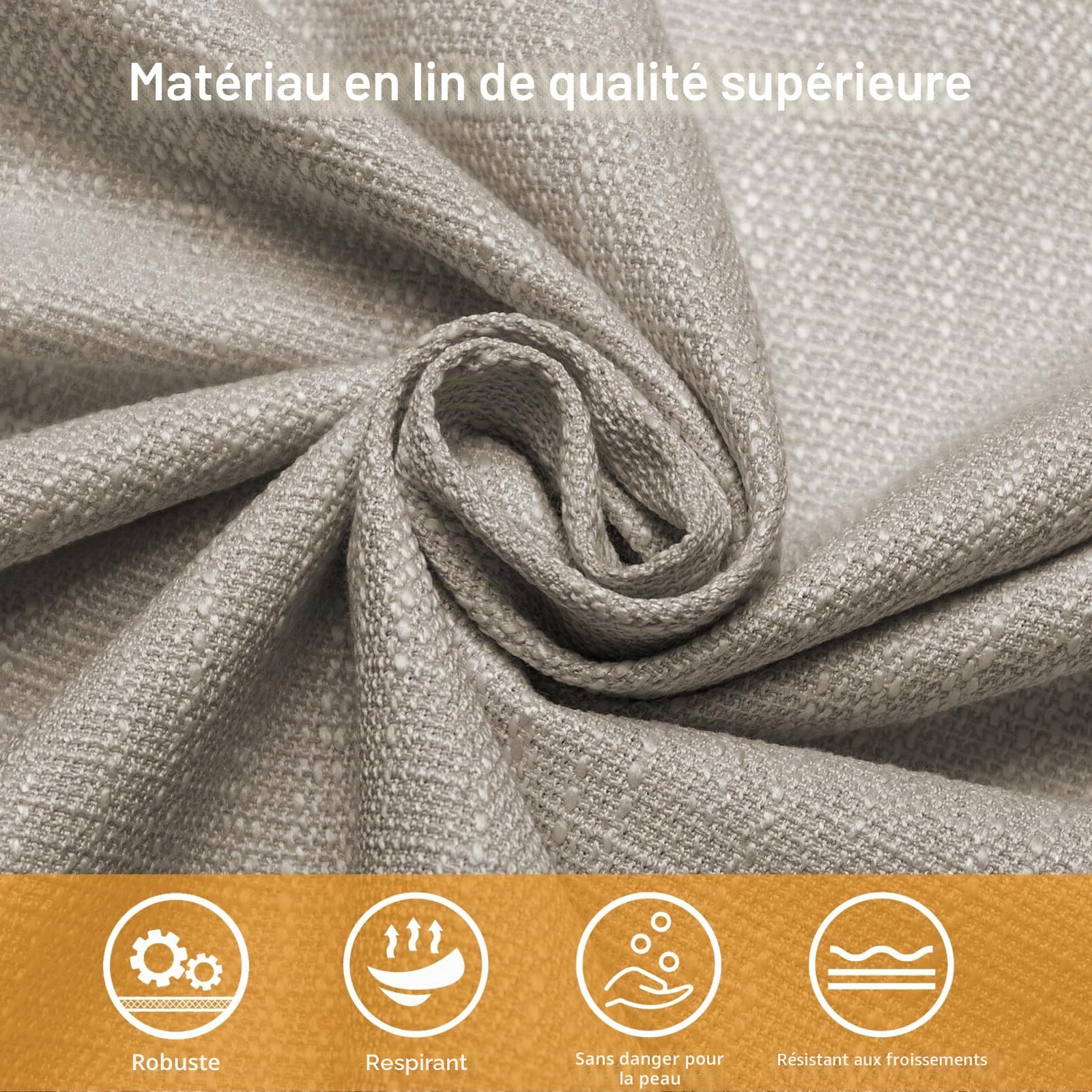 Coussin de banc en lin 100x40x5 cm, coussins d'assise d'intérieur renforcés et respirants, coussin de banc haute densité avec dessous antidérapant, coussin d'intérieur pour baie vitrée(chamel)