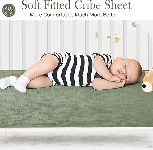 Miniatura 2 de CADECA - Juego de sábanas de muselina de alta calidad para cuna, para niñas y niños, con sábanas acogedoras, sábana de colchón de muselina neutra de