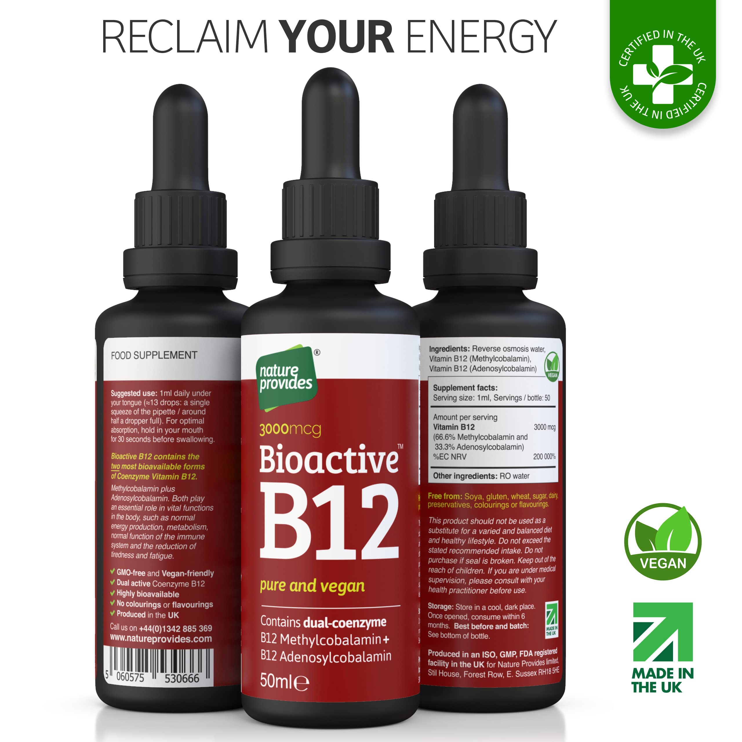 Buy Nature Provides B12 Liquid Vitamin Drops 3000 mcg Methylcobalamin