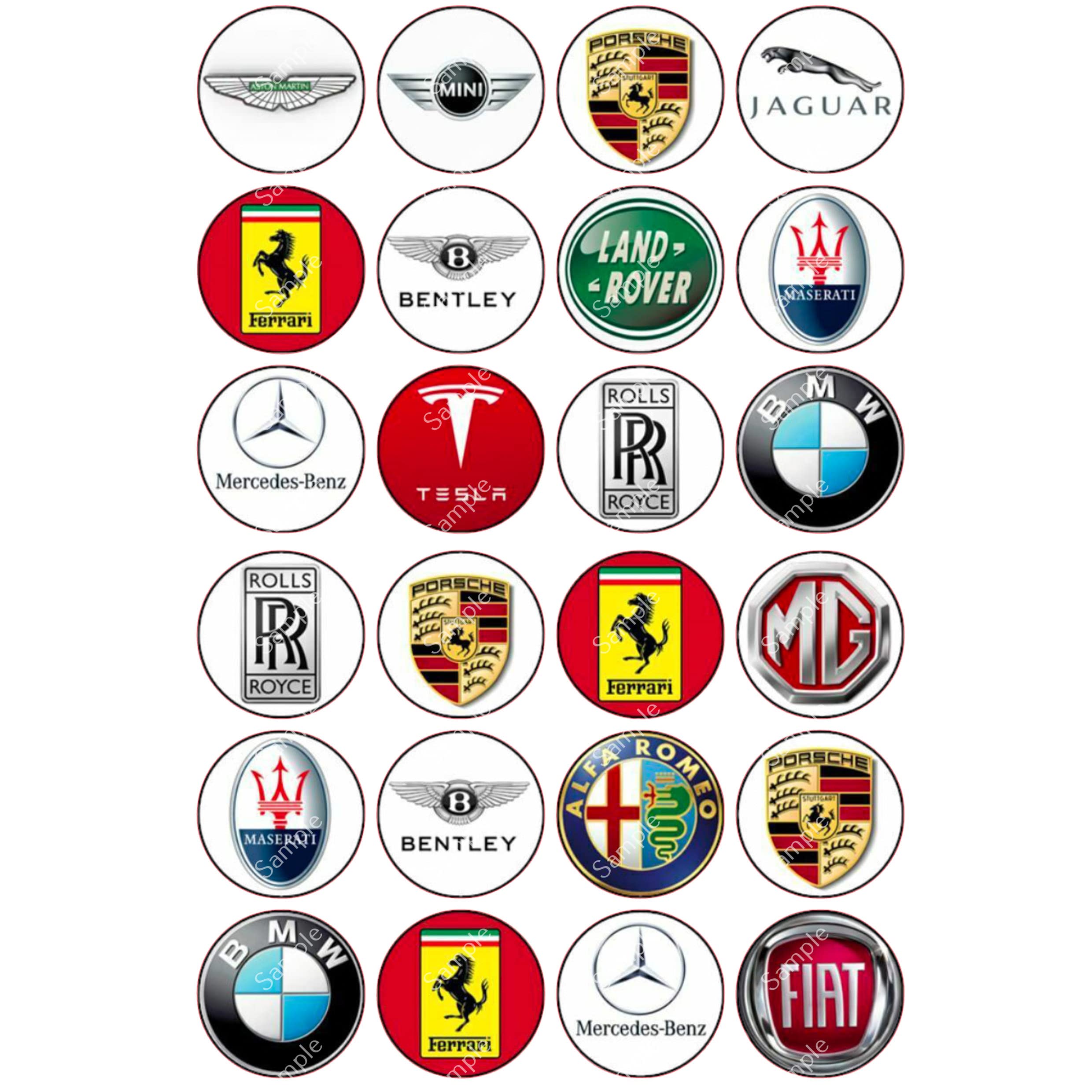 Buy 24 x PreCut Car Logo Edible Wafer Cupcake Toppers Cake Decoration