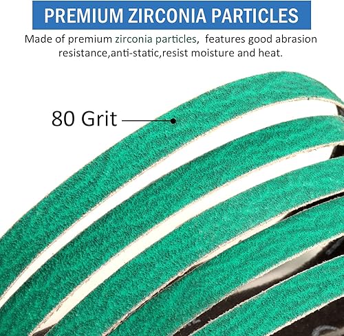 Miniatura 3 de Bandas de lijado de 38 x 13 pulgadas para lijadora de banda de aire, paquete de 20 correas de lijado de circonita de grano 80 para lijadora de banda