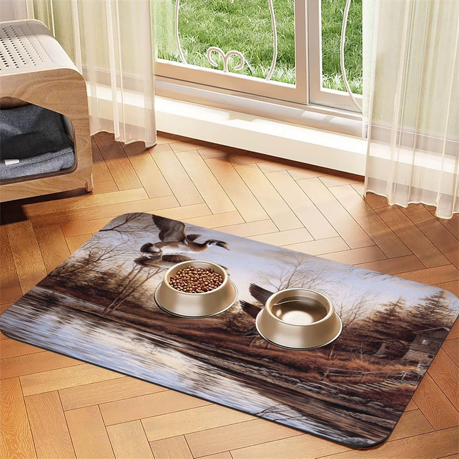 Tapis d'alimentation chien en cuir PU imprimé colverts de haute qualité