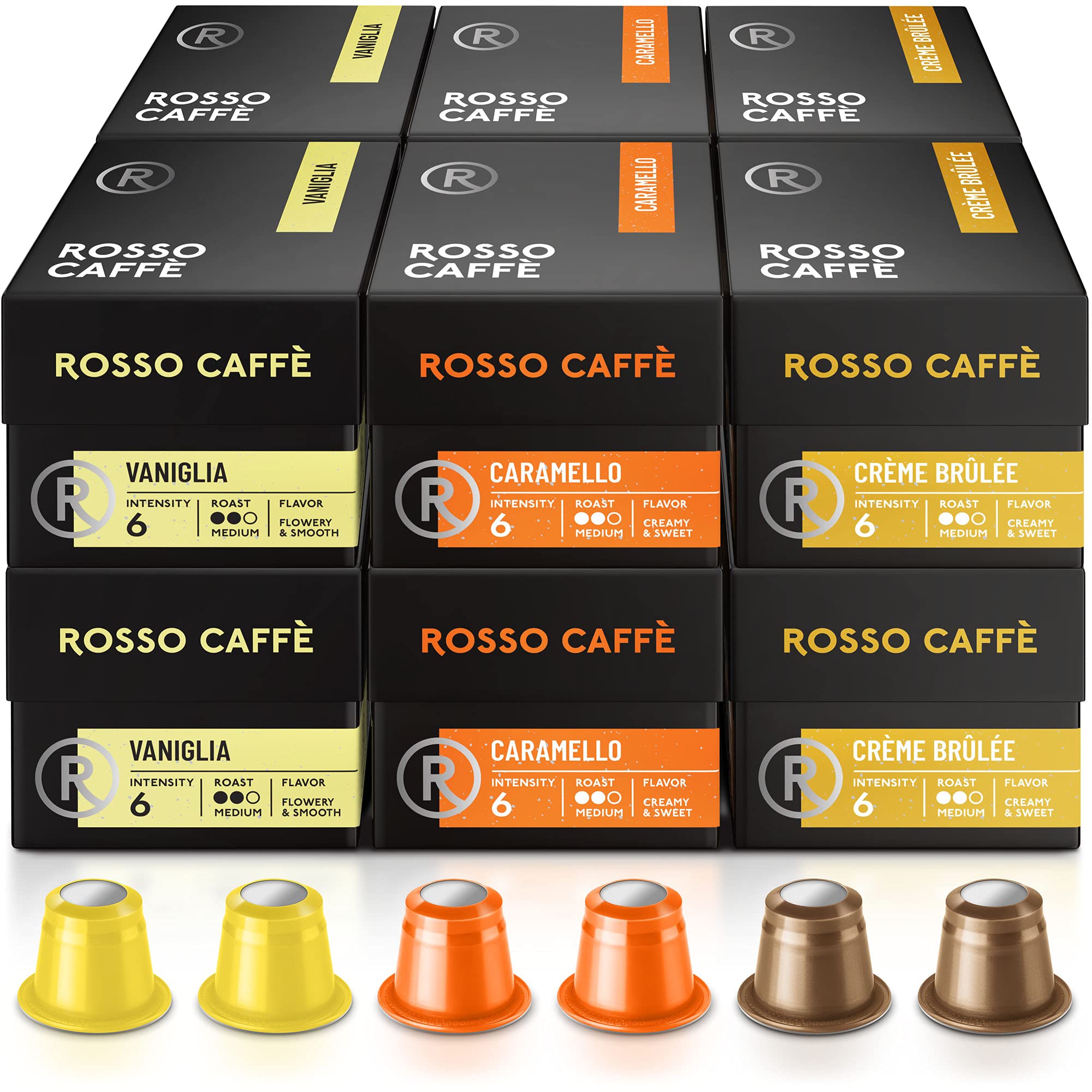120 Nespresso Machine Compatible Capsules, Flavour Pack (Vanilla, Caramel & Creme Brulee), Aluminium Coffee Pods, Compatible with Original Machines