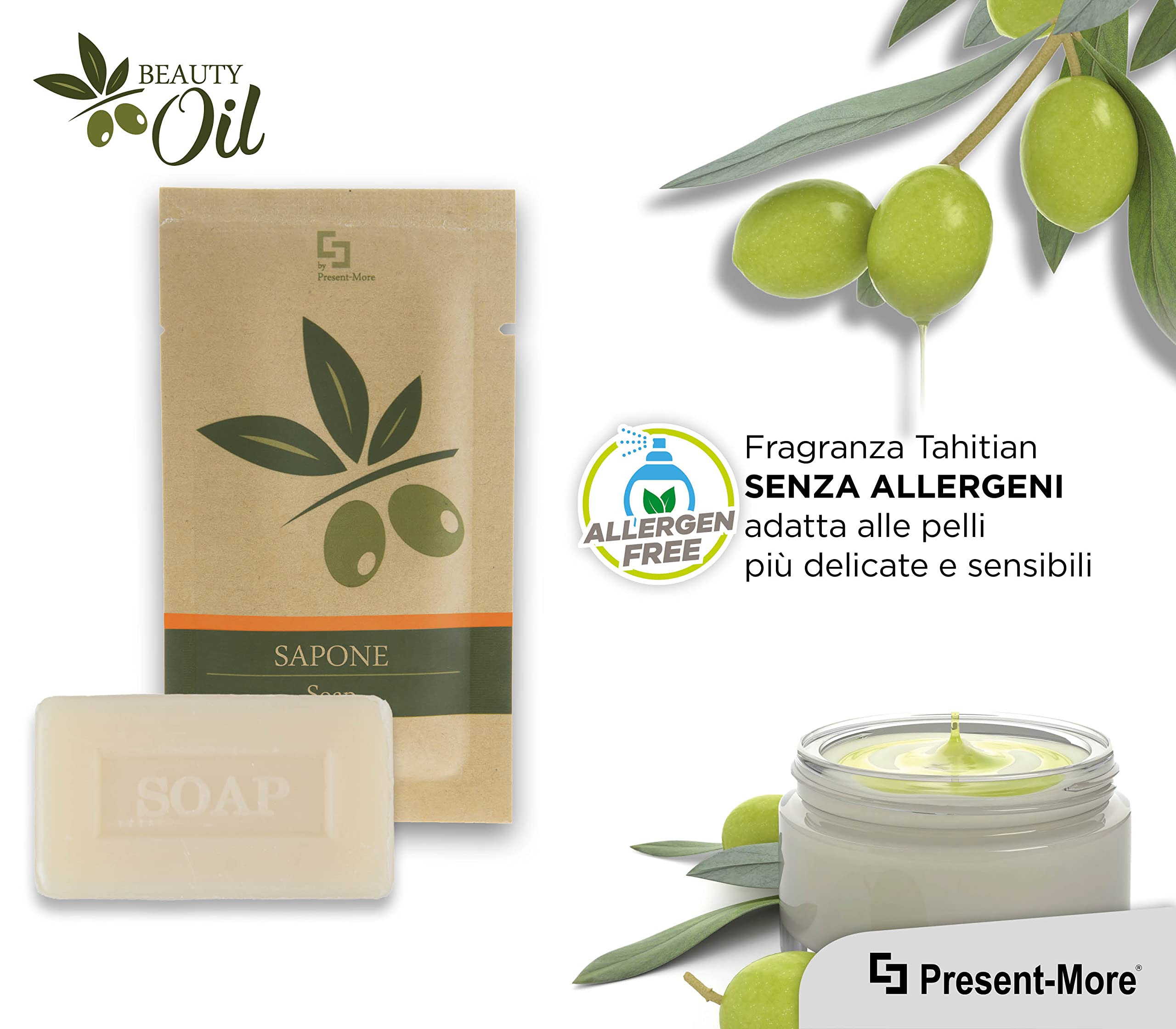 Saponette Hotel 15gr Beauty Oil - Confezione da 250 Pezzi - Fragranza Tahitian - Ideale per Hotel e B&B