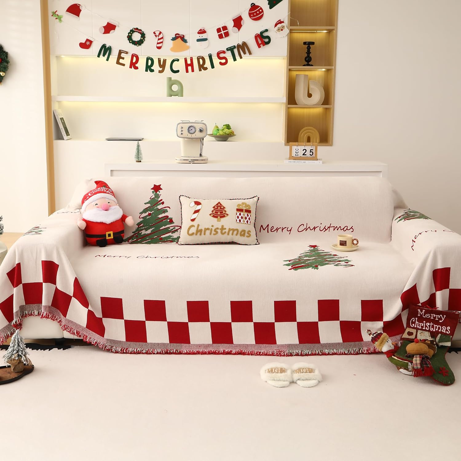 Couch Cover Blanket Reversible for Spring, Chenille Sofa Covers with Butterfly Pattern and Tassel,Loveseat Covers for Living Room,Office