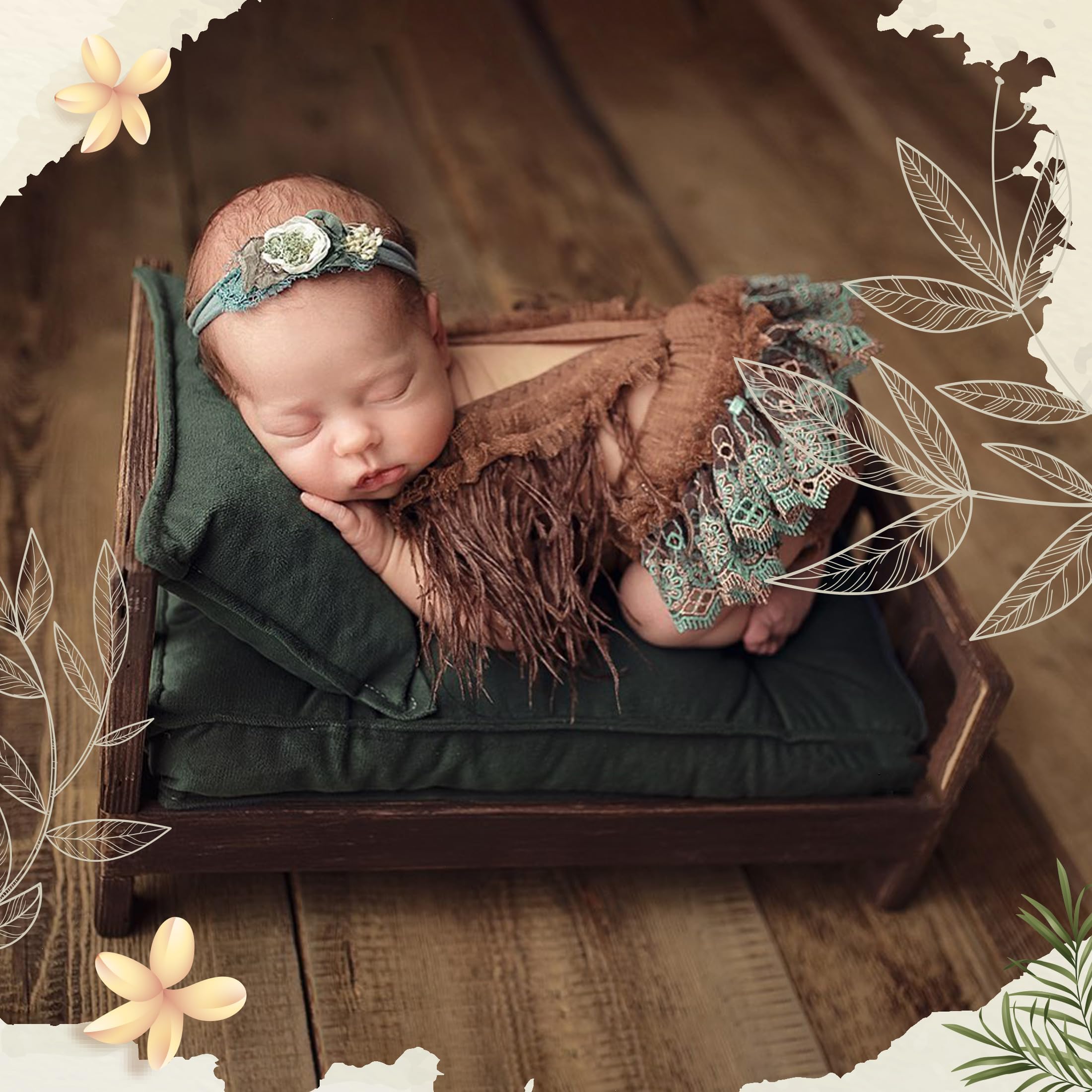 Accessoire photo de lit marron, accessoire de photographie pour nouveau-né, mini lit en bois, lit vintage pour bébé, lit de poupée, nid d'animal de compagnie