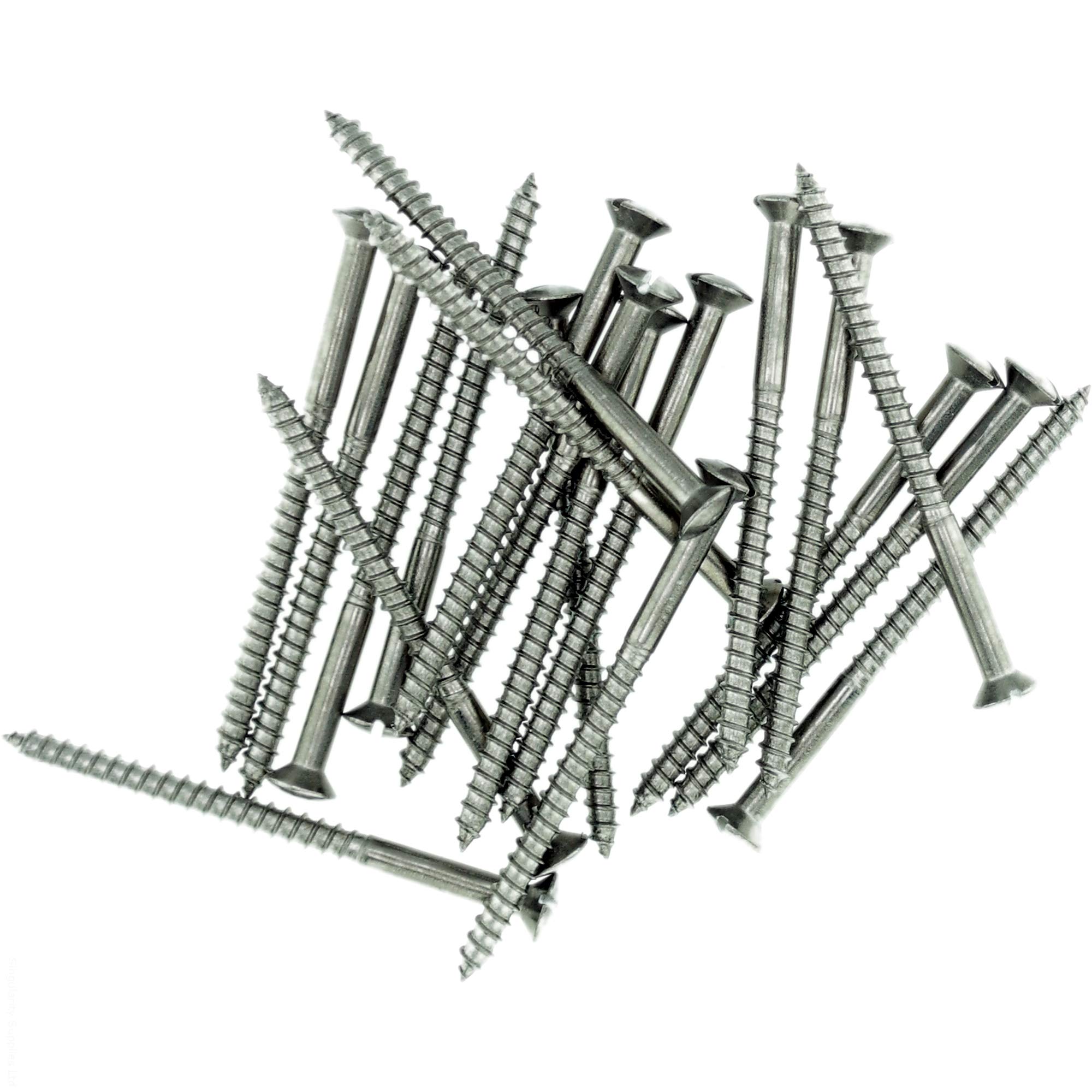 Singularity Supplies No.3 X 0.63 (2.5Mm X 16Mm) Slot Raised Countersunk Wood Screw - Stainless Steel (A2) (Pack Of 20)