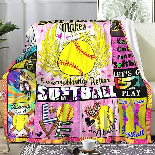Miniatura 2 de Mantas suaves de sóftbol para niñas y niños de 8 a 10 a 12 años, mantas y mantas cálidas y acogedoras para fanáticos del deporte, ropa de cama,