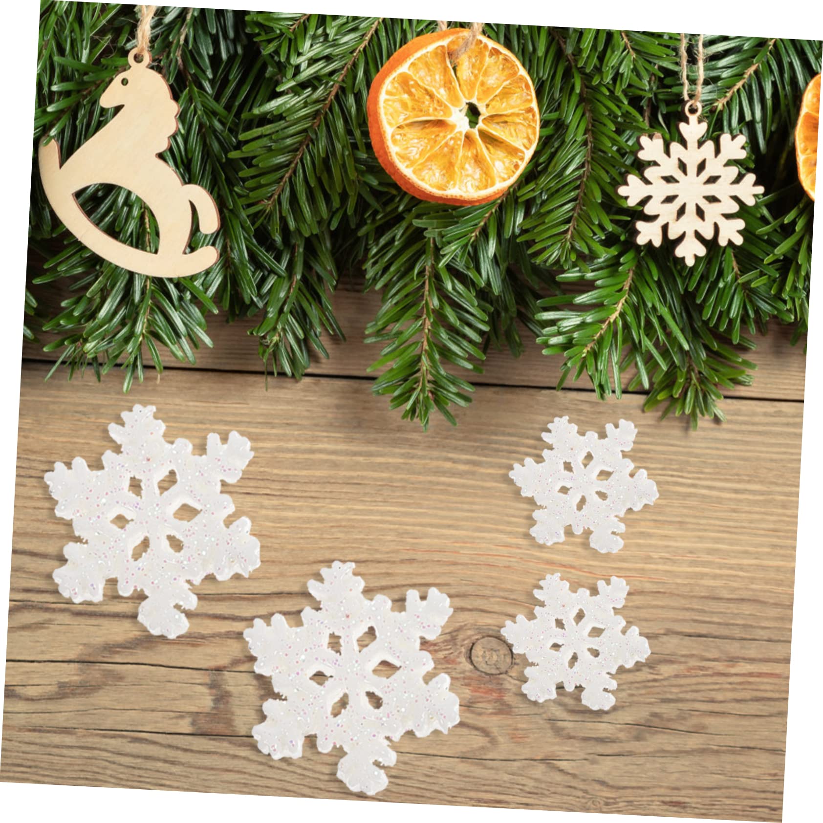 SHINEOFI 300 Pz Fiocco Di Neve Micro Paesaggio Ciondolo Fiocco Di Neve Glitterato Decorazioni Per Festival Fai Da Te Casa Delle Bambole Delle Fate Delle Vacanze Micropaesaggio Resina Bianca