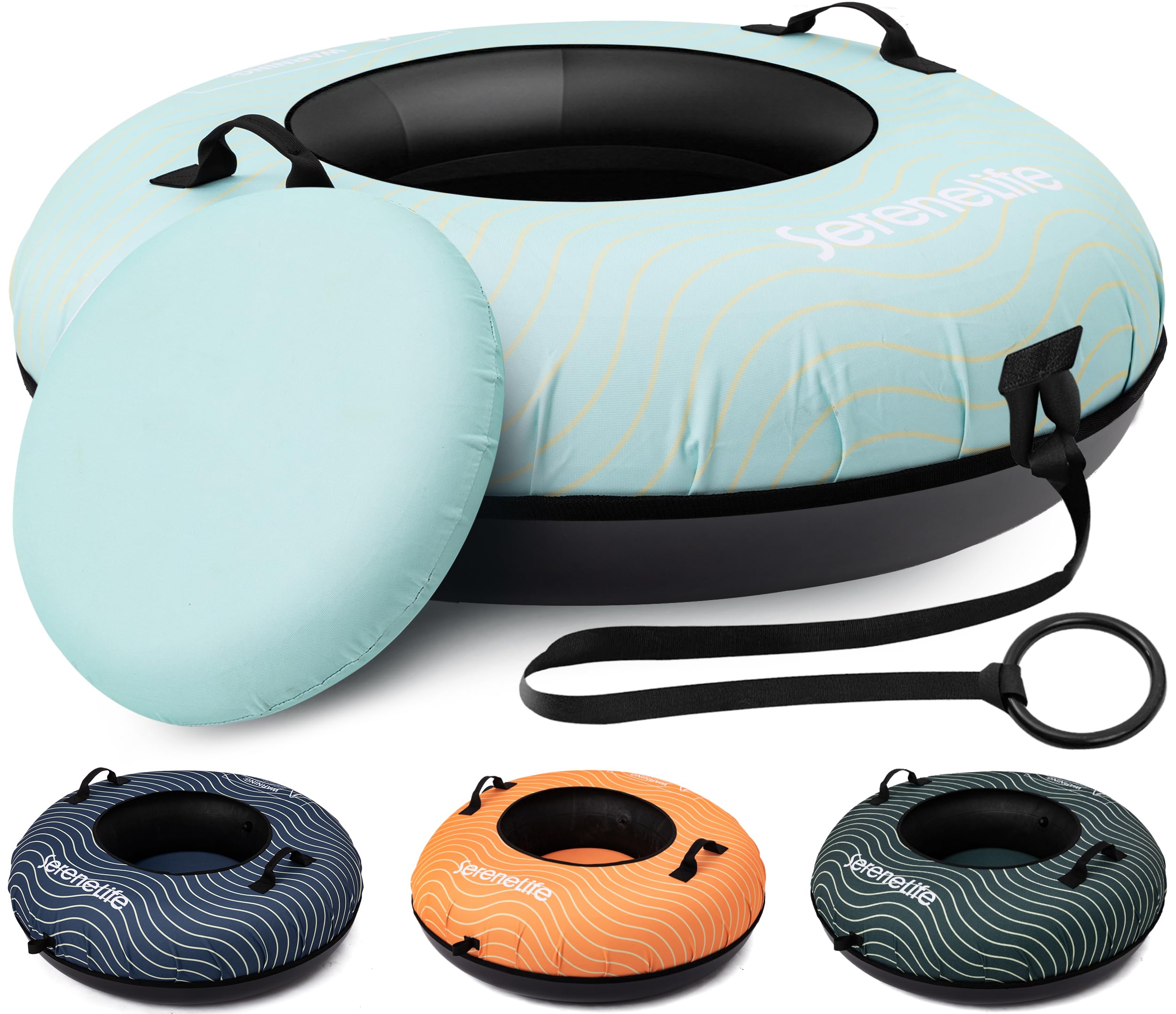 SereneLife Luge Gonflable 100 cm – Tube de Neige Résistant avec Coque Rigide et Housse Oxford – pour Enfants et Adultes