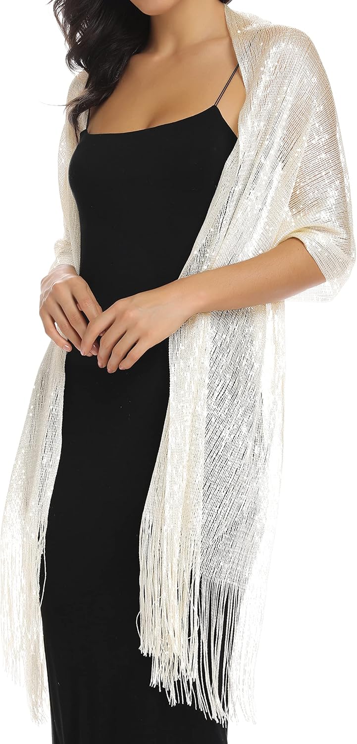 Rheane Shawls and Wraps for Evening Dress, Sparkle Shawls for Women with Buckle - Elegant Wedding Party Formal Shoulder Wrap - Image 7