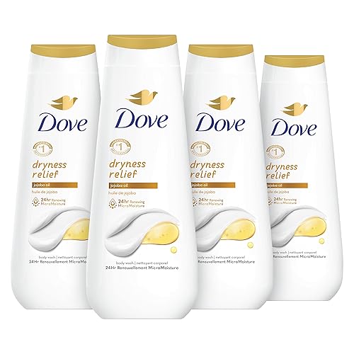 Dove Gel de baño para aliviar la sequedad y la sequedad, aceite de jojoba, 4 unidades para una piel renovada, de aspecto saludable, limpiador suave disponible en Yaxa Colombia