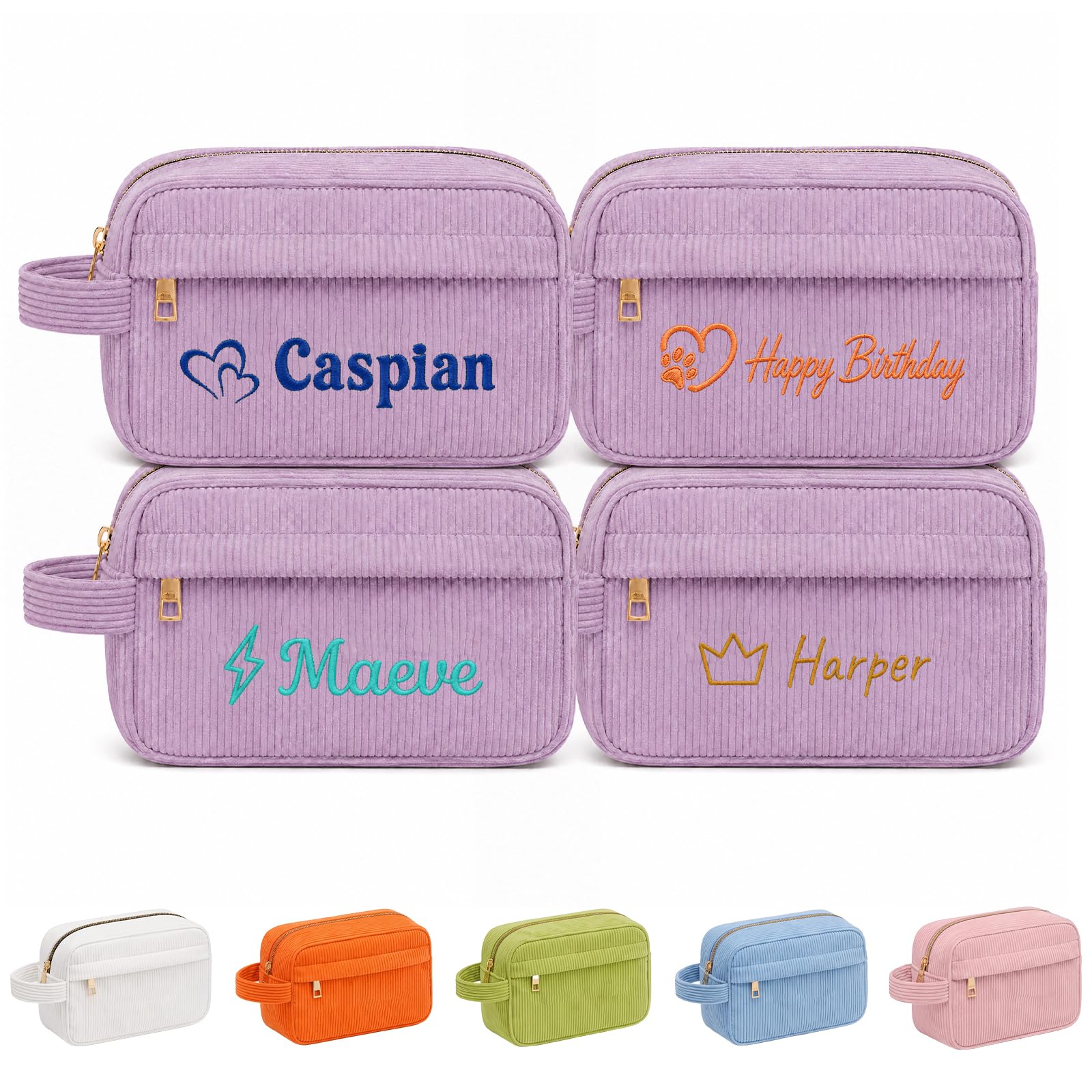 4 Pezzi Astuccio Personalizzato con Cerniera per Donna e Uomo Viola | Astuccio Individuale per Ragazze e Ragazzi, Portapenne Portatile per Ufficio, Compleanni, Ritorno Scuola, Natale e Insegnanti
