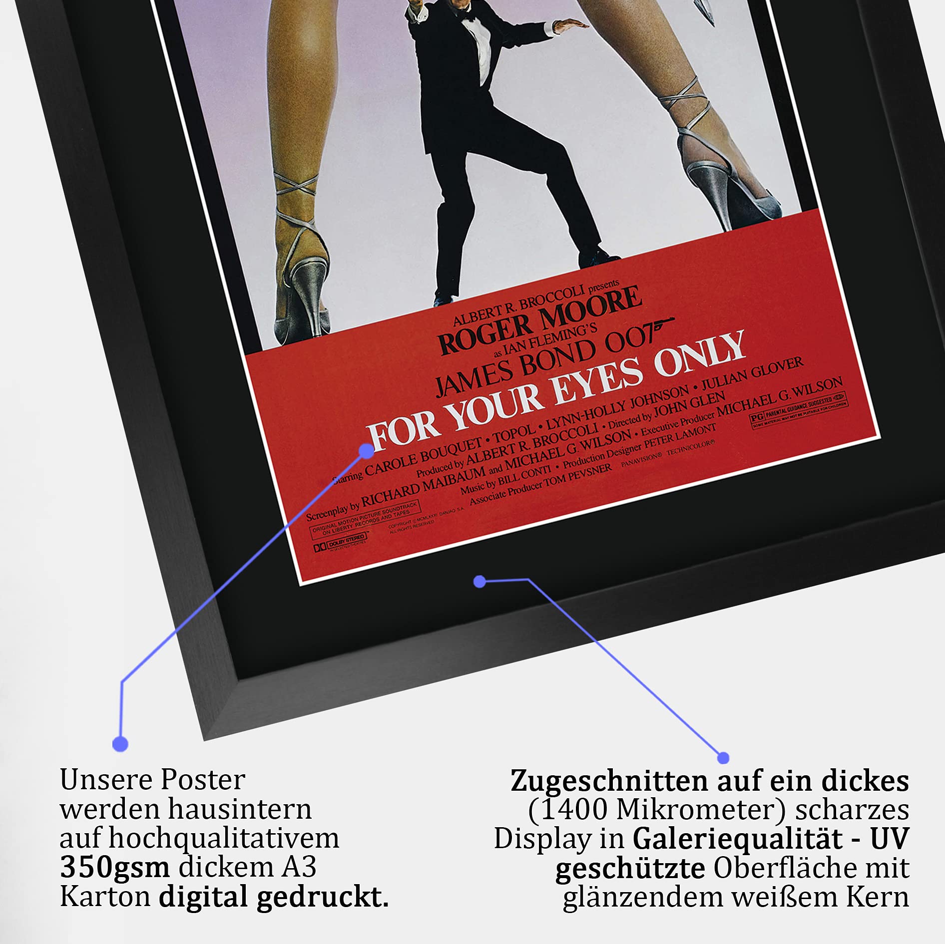 HWC Trading A3 FR James Bond - For Your Eyes Only Movie Poster Roger Moore Signed Geschenk GESTALTET A3 Printed Autogramm Film Geschenke drucken Fotobildanzeige