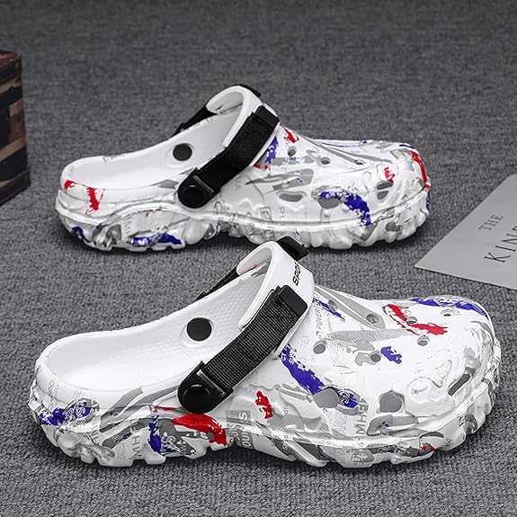 FLIOZY Camouflage bedrukte tuinklompen voor heren, instapschoenen met verstelbare rugband, lichtgewicht outdoor EVA-rubberen muiltjes voor strand, zwembad, tuin en zomerwandelen, Bruin,45 FLIOZY Camouflage bedrukte tuinklompen voor heren, instapschoenen met verstelbare rugband, lichtgewicht outdoor EVA-rubberen muiltjes voor strand, zwembad, tuin en zomerwandelen, Bruin,45