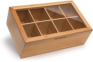 100% Bamboo Tea Box Organizer - Convenient Storage Solution