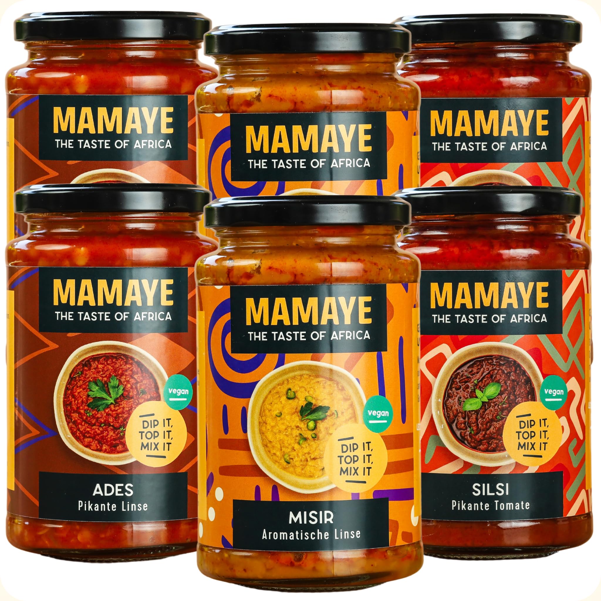 Mamaye® Erlebnis-Paket – 6er-Bundle Vegane Ostafrikanische Linsen-Tomaten Bowls | Proteinreich, Ballaststoffreich & Glutenfrei | Schnell & Natürlich | 6×380 g