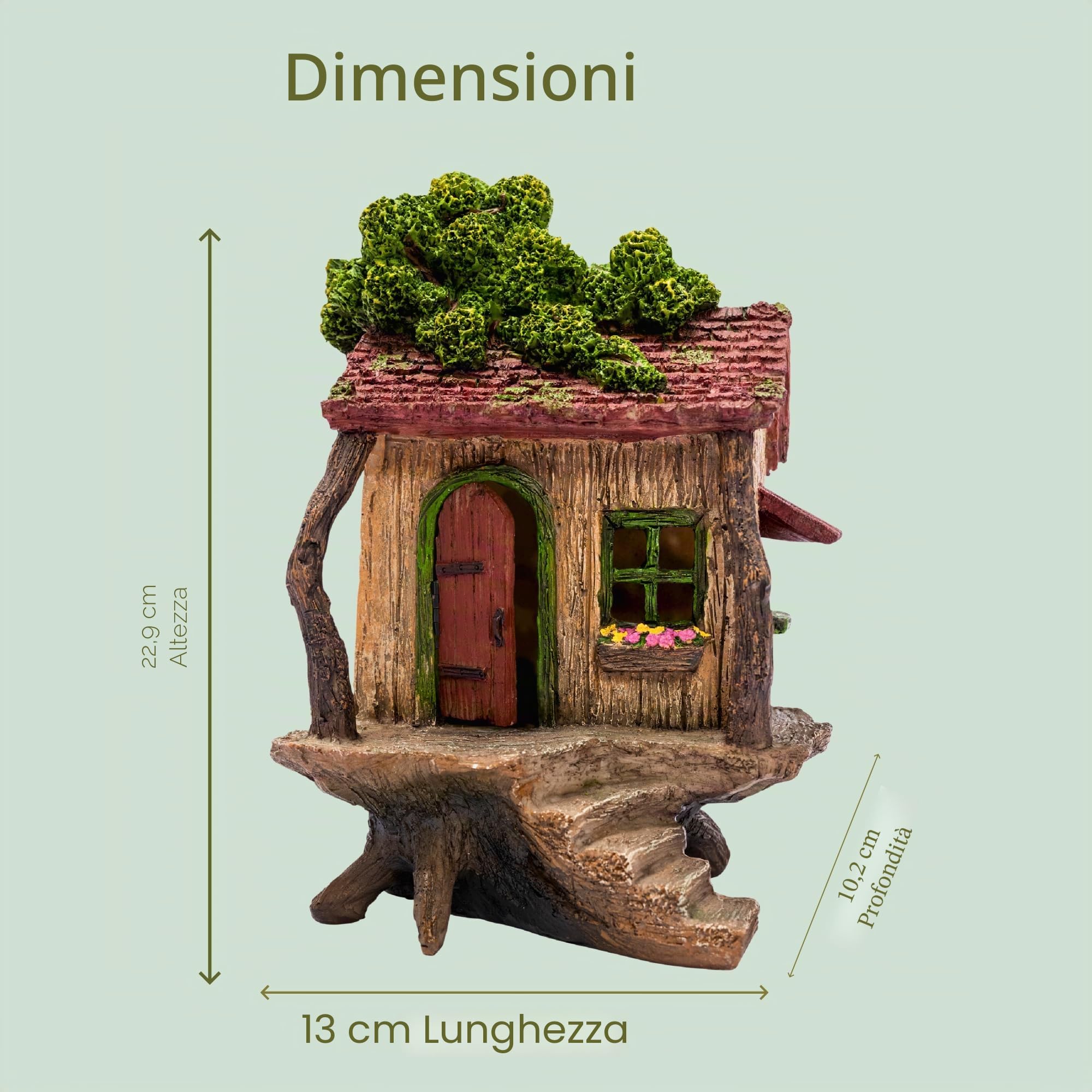 PRETMANNS Casa delle fate da giardino delle fate – Casa delle fate ornamento da giardino – Accessori da giardino fatato per giardini fatati – Grande casa sull'albero delle fate per giardino – La porta