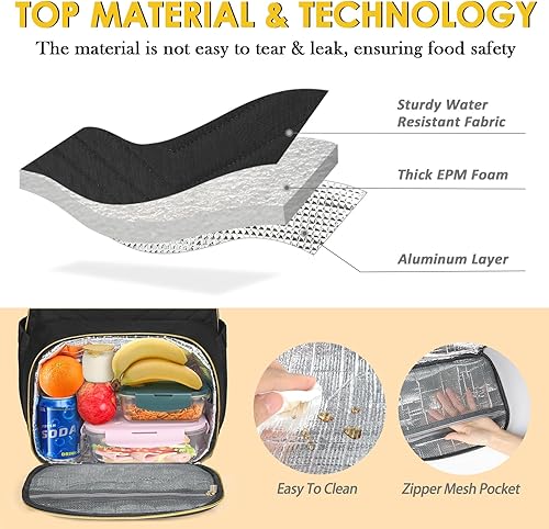 Miniatura 2 de Mochila de almuerzo para mujer, 15.6 pulgadas, resistente al agua, bolsa de libros acolchada con puerto de carga USB para la universidad, escuela,