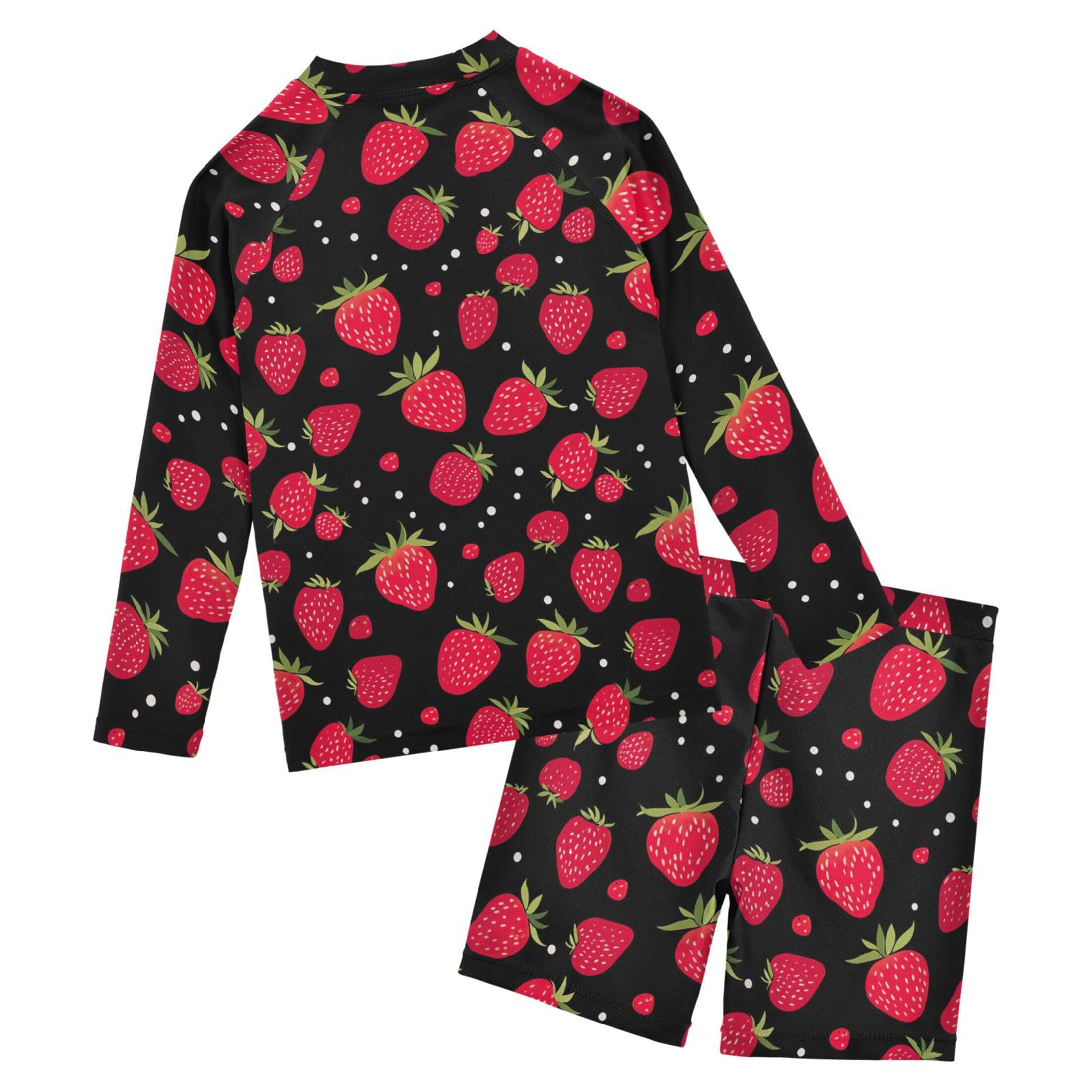 Strawberry Fruit Baby Boys' Toddler Long Sleeved Rashguard Swim Bathing Suit Set B0403250