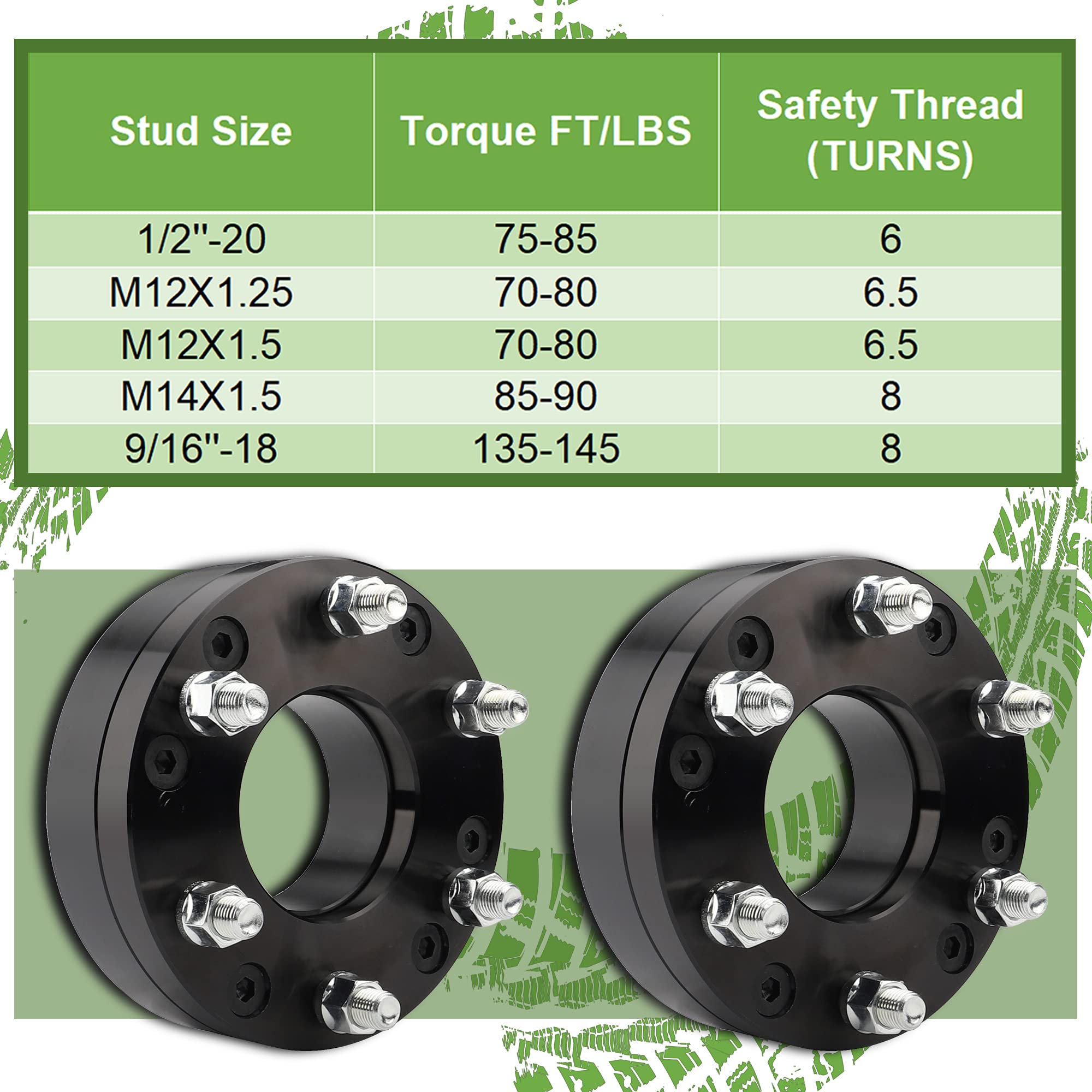 YIZBAP 5x5 to 6x5.5 Wheel adapters, 2 inch 5x127mm to
