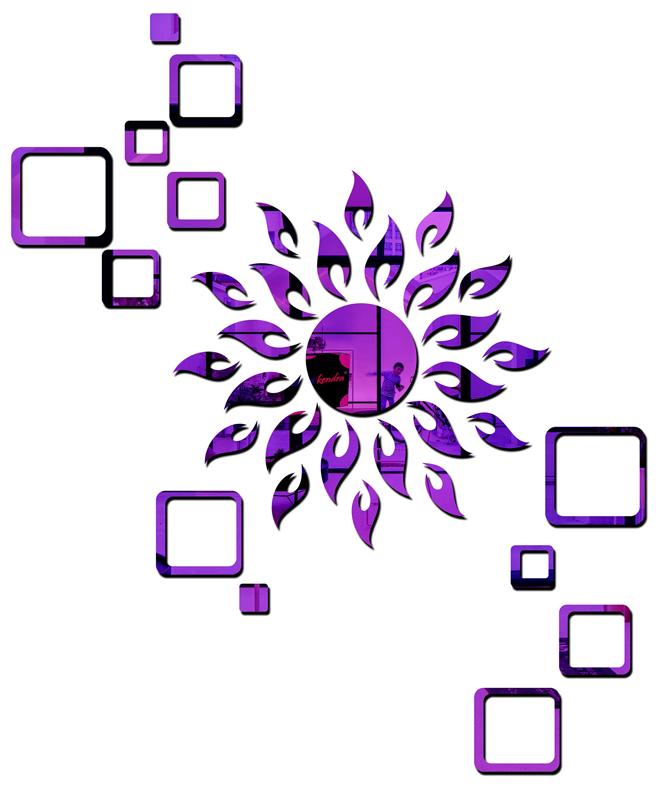 Bikri Kendra - Art BK113, Sun Purple with Square Purple 2 Set - 3D Acrylic Mirror Stickers for Wall (B08KJ9NFVH) Amazon Price History, Amazon Price Tracker