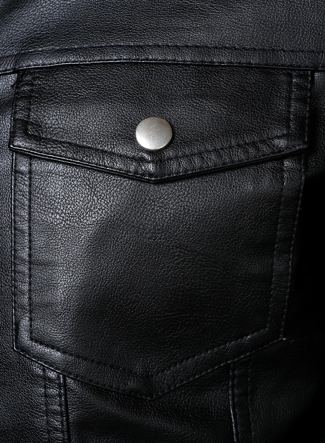 HOOD CREW Chaqueta de cuero para hombre, chaqueta de motociclista, casual, ligera, de piel sintética