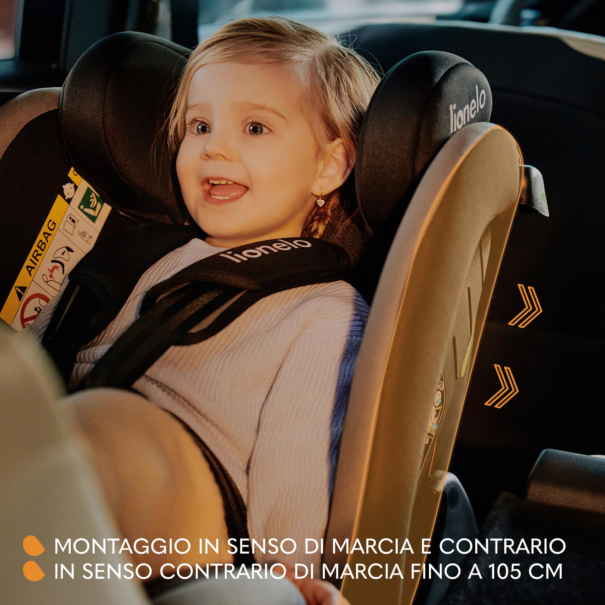 LIONELO AART I-SIZE Seggiolino Auto per Bambini 40-150 cm, Montaggio con Cinture di Sicurezza, Poggiatesta e Schienale Regolabili, Inserto Riduttore e Linguinale, Norma R129 i-Size
