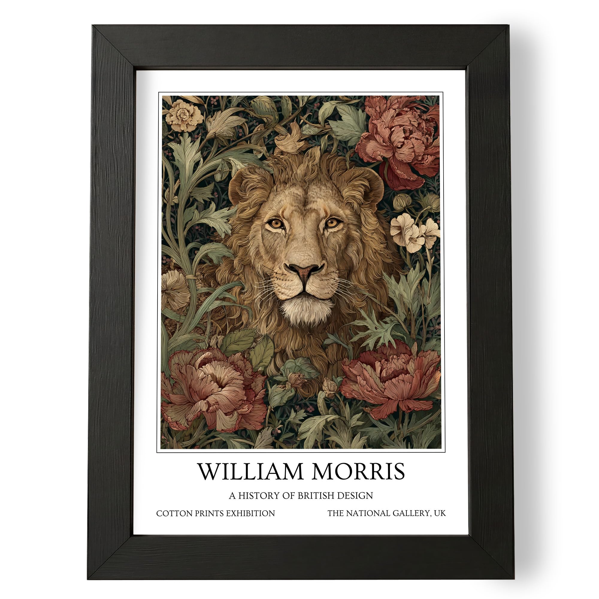 Fans Favourites William Morris - Botanical Wall Art, Vintage Art Noevua British Prints, A History of British Design Collection (Lion Male, A4, Unframed) — image 1
