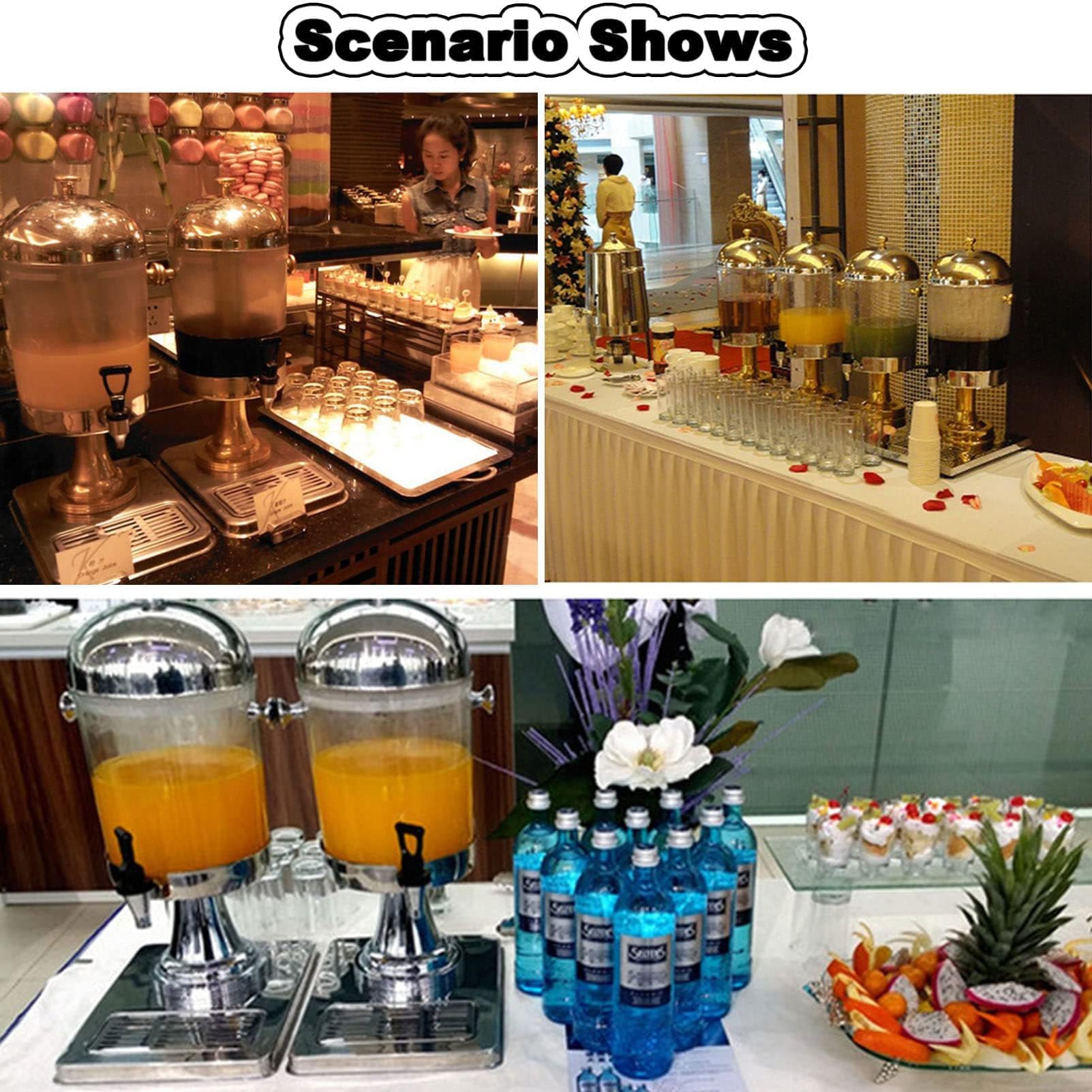 Dispenser per succhi di frutta, in acciaio inox, con contenitore per ghiaccio, ideale per feste, colazione, buffet, bar e hotel