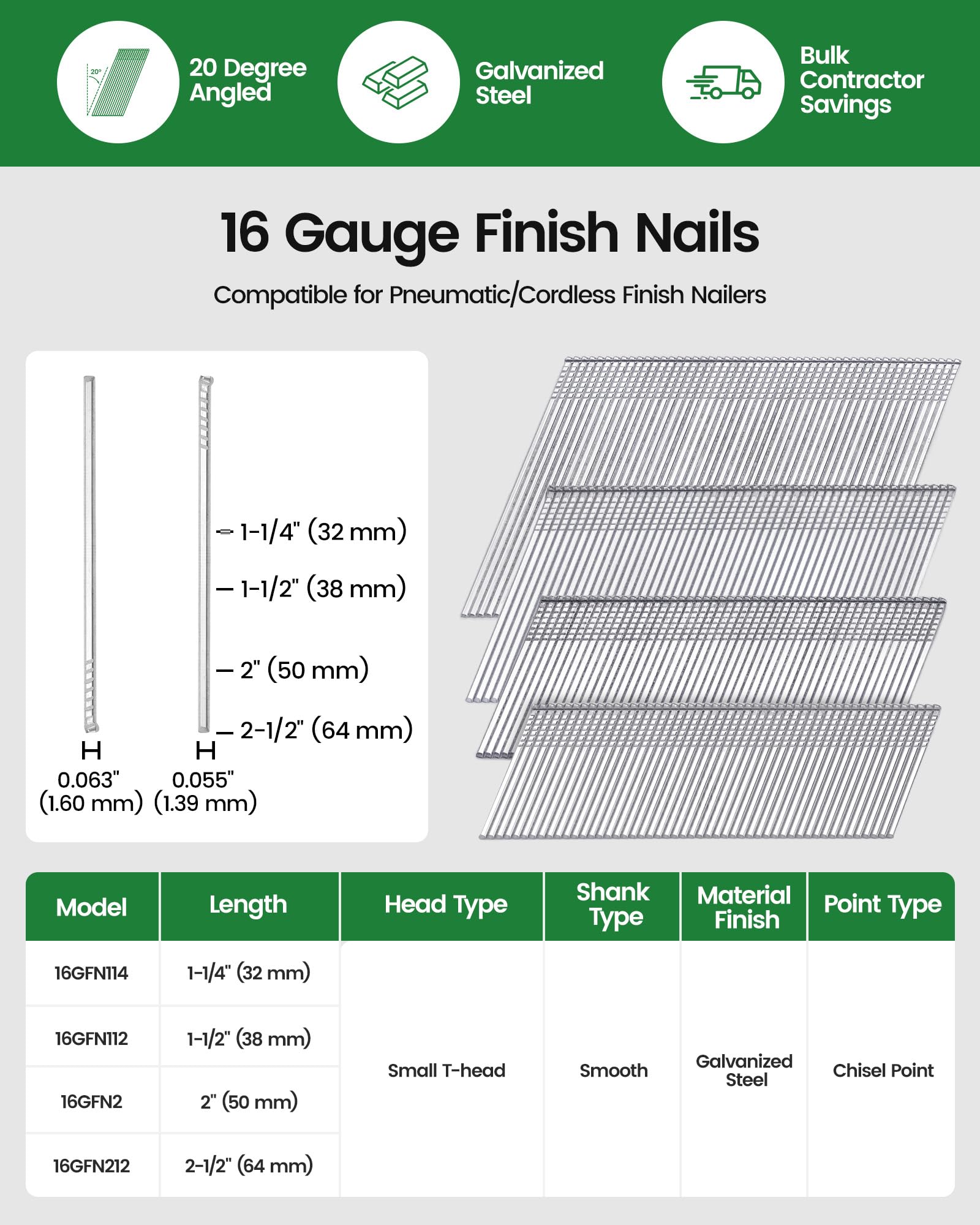 Meite 2000 Finish Nails - 16 Gauge Set -2 Meite 2000 Finish Nails - 16 Gauge Set -2