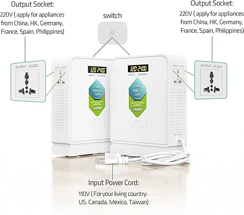Miniatura 4 de UMI Convertidor de voltaje elevador de 2400 W de 110 V a 220 V, convertidor de energía resistente de 110 V a 220 V, transformador de potencia para
