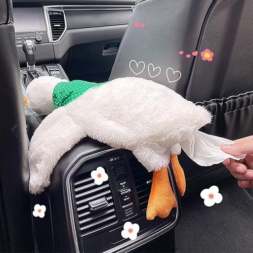 Miniatura 3 de Soporte de pañuelos de felpa para automóvil, cajas Kleenex para automóvil, dispensador de pañuelos de pato lindo para automóvil, soporte para