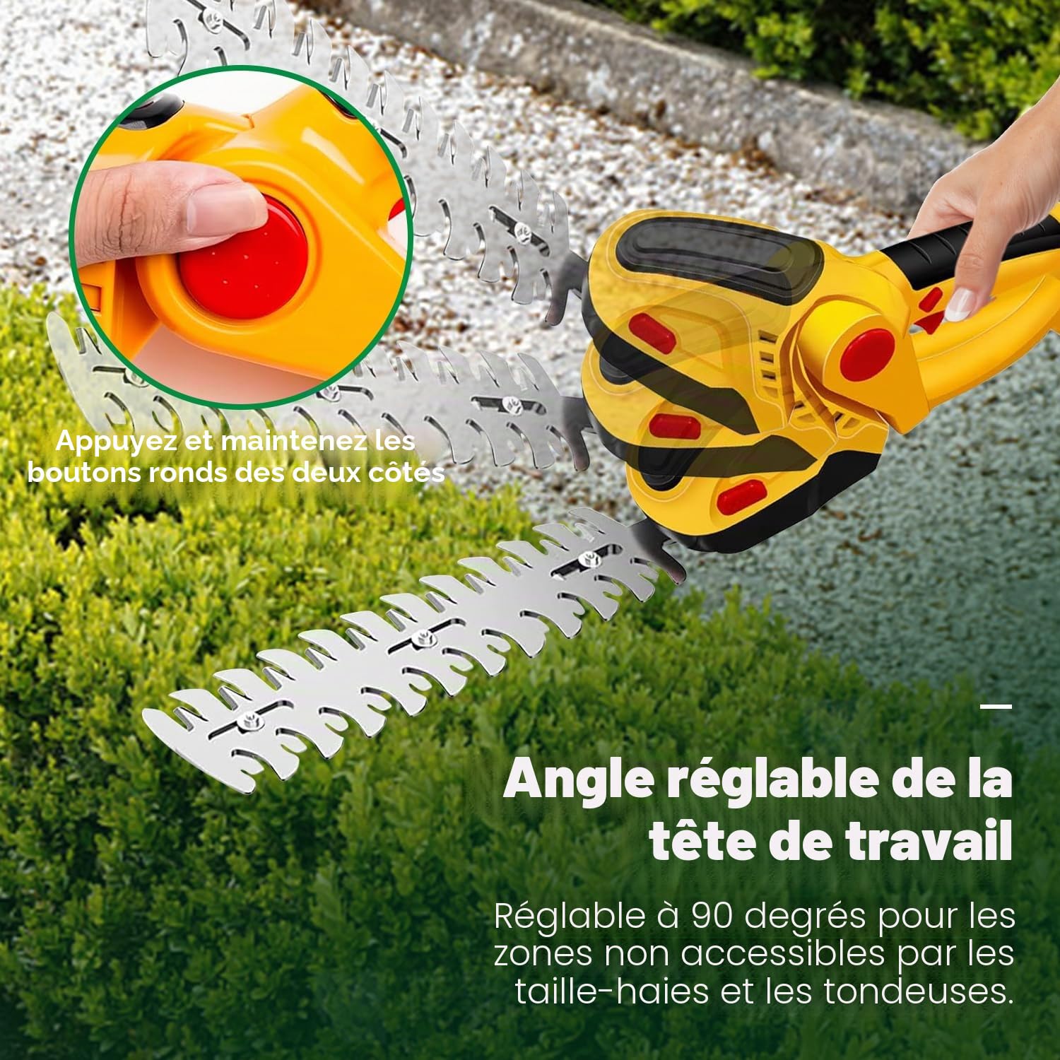 2 en 1 Taille Haie Electrique sans Fil, 24V Cisaille à Gazon sur Batterie Rechargeable Coupe Bordure sans Fil avec Batterie 1500mAh pour Arbustes, Jardin, Gazon, Pelouse