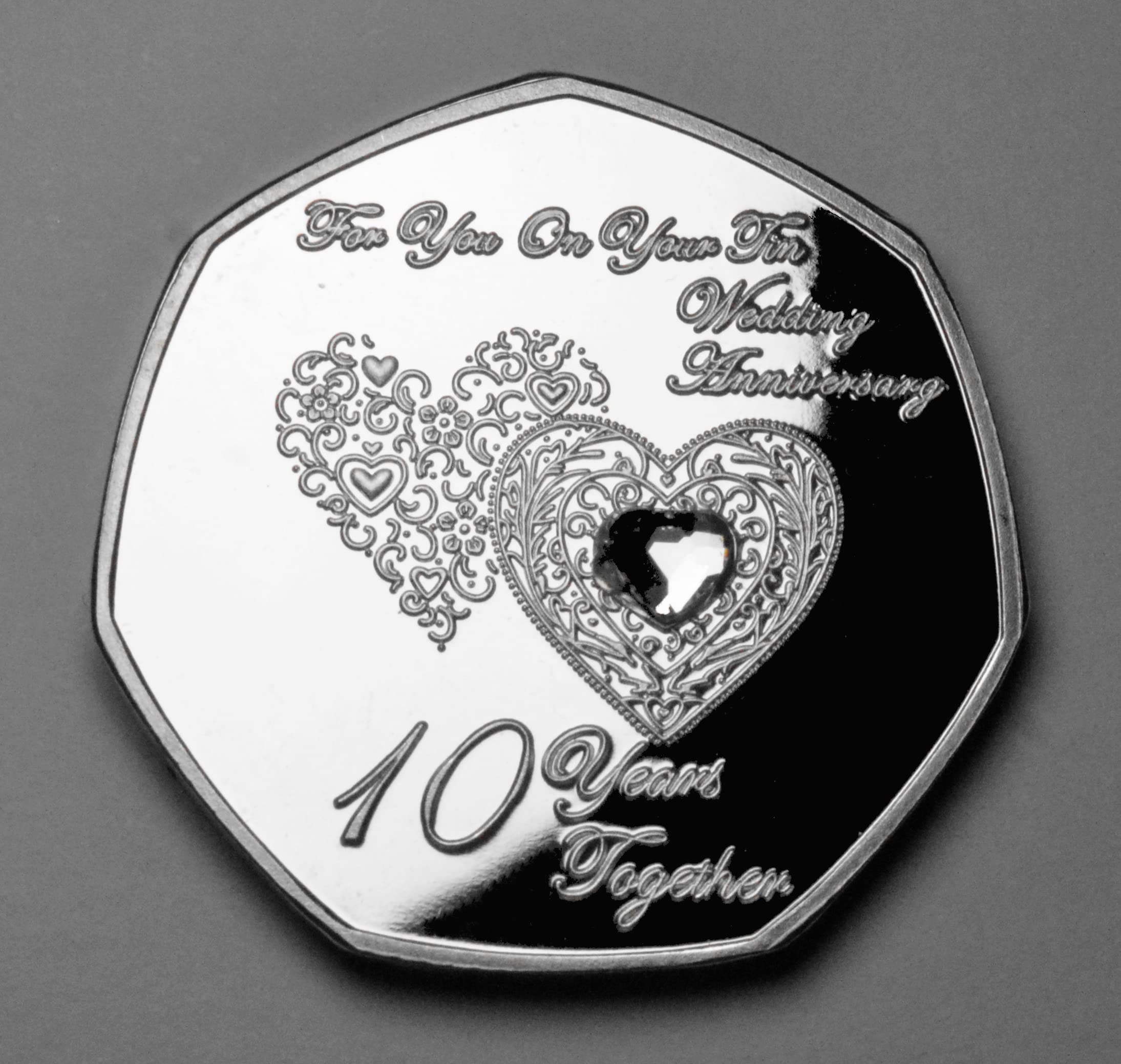 The Commemorative Coin Company On Your 10th Tin Wedding Anniversary Silver Commemorative with Gemstone. Friend/Son/Daughter/Couple 10 Years Gift/Present Love/Token - Image 3
