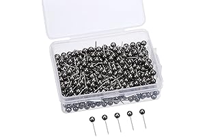 eBoot Black Map Pins with 1/8 Inch Head and Steel Point (Retro Metallic Black)