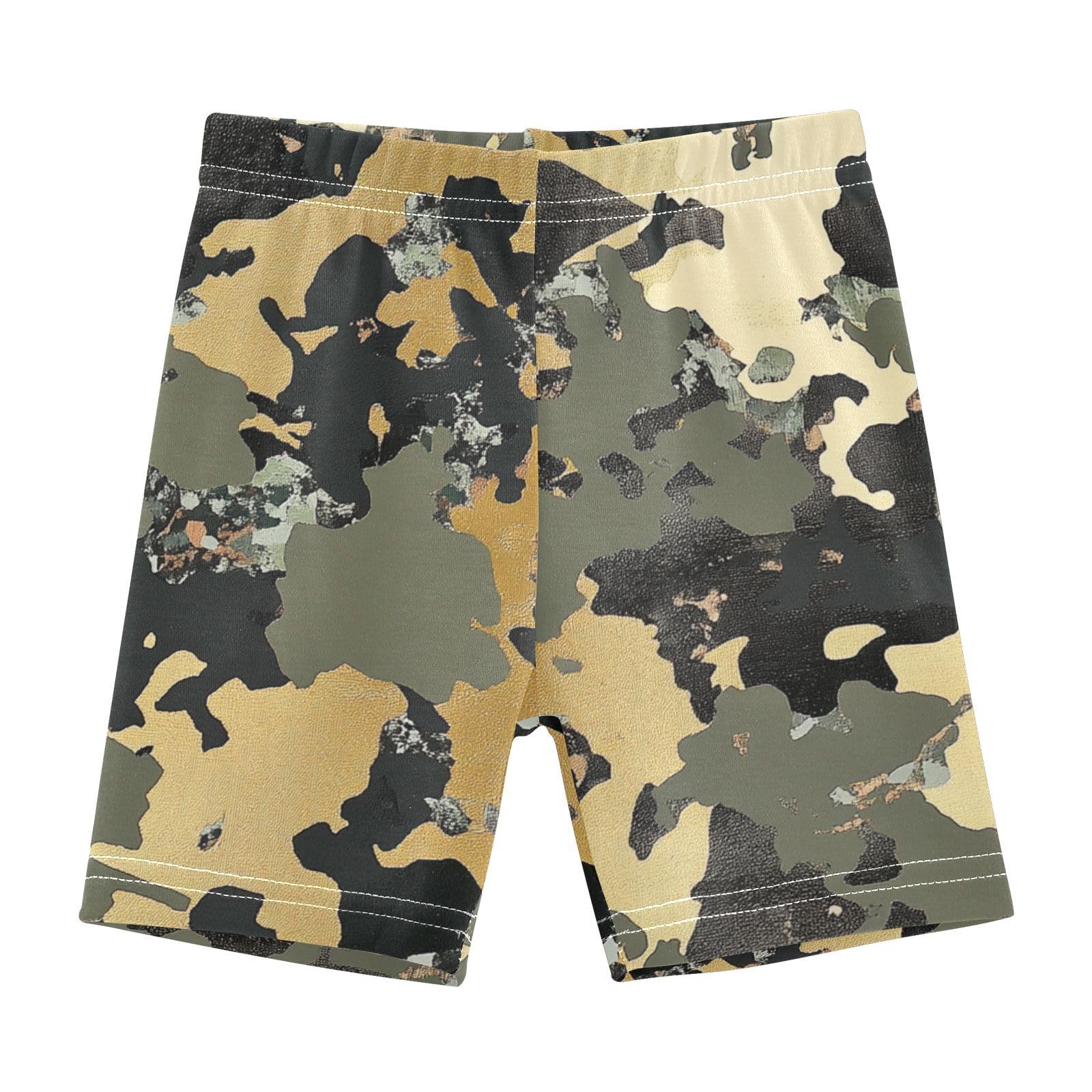 Toddler Girls Shorts Comfy Cotton Romper Shorts Bathing Suits for Vacation 6T Army Camouflage Gold Camouflage