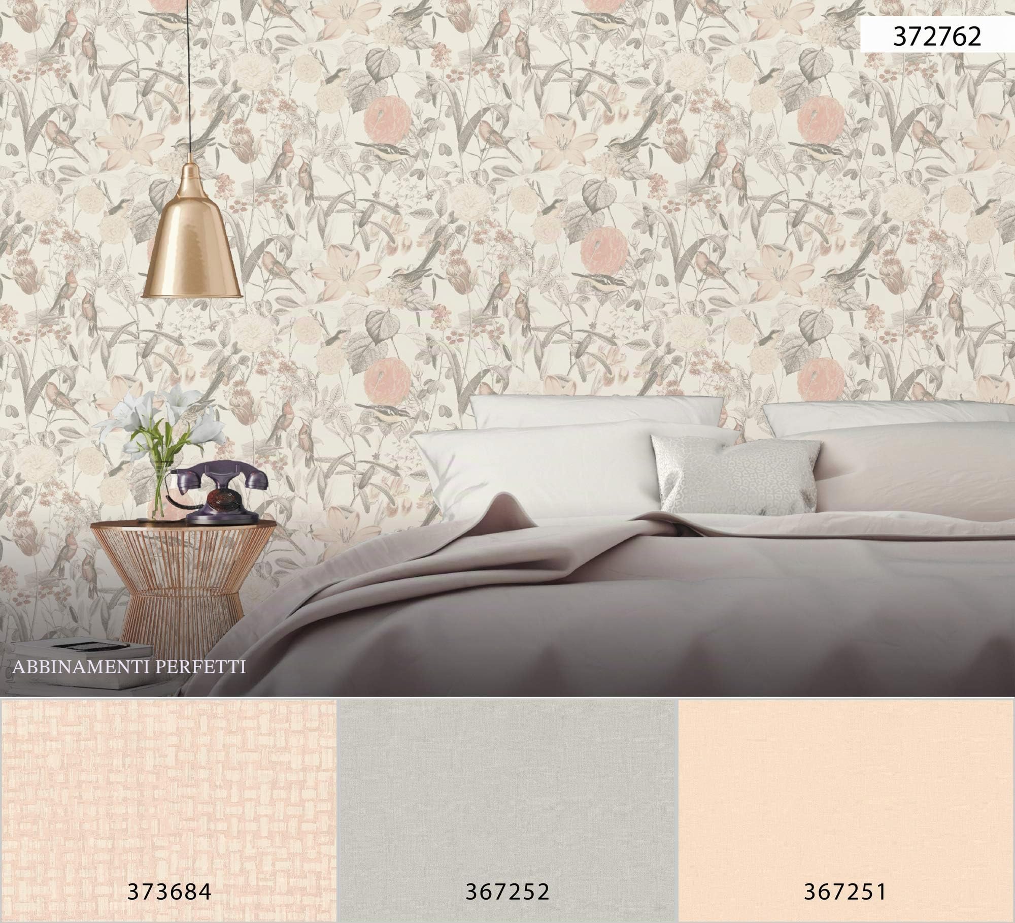 Carta Da Parati Floreale Exotic Life Carta da parati tessuto non tessuto 10.05 m x 0.53 m Grigio Rosa Arancione Prodotto in Germania da A.S. Création 372762 37276-2