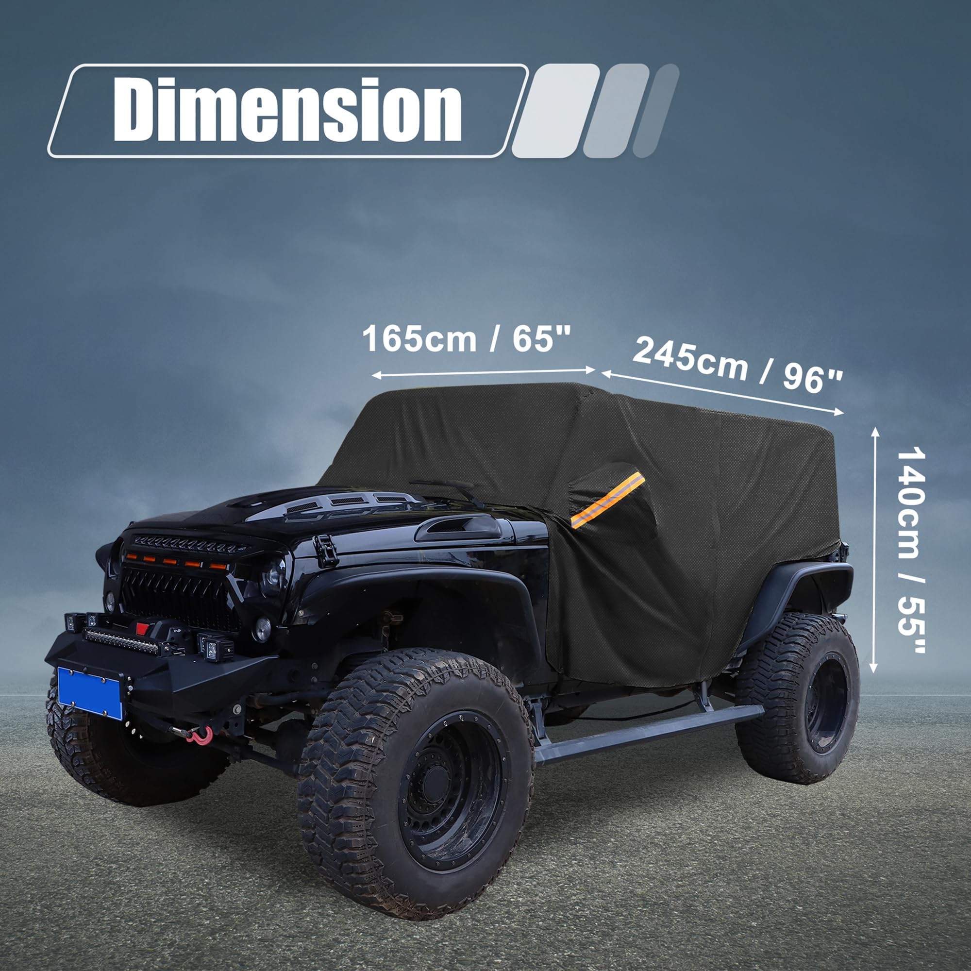 X AUTOHAUX Autoabdeckung SUV Autoplane Outdoor Vollgarage Auto Abdeckplane für Jeep Wrangler JK JL Hardtop 2 Tür Schwarz