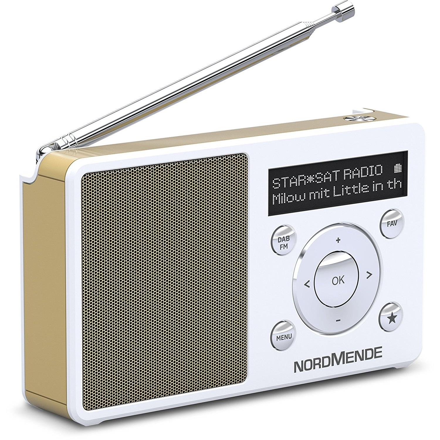 Nordmende Transita 100 Radio Dab Portable et puissante (Dab+, FM, Haut-Parleur, Prise Casque, mémoire des favoris, écran OLED, Batterie, Petite, Portable) - Blanc