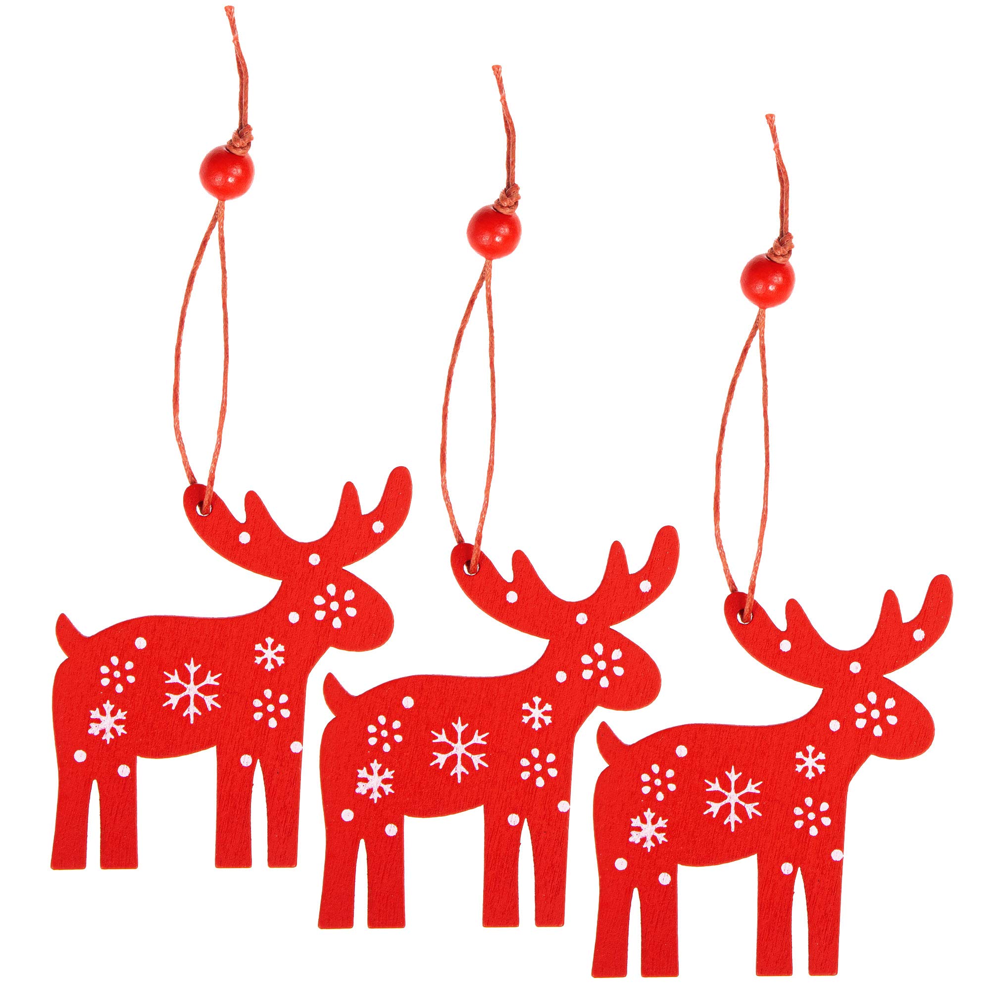 SPRINGOS 3 Stück, Holzanhänger, Weihnschtsdeko, rot, Geschenkanhänger, Ornament, Weihnachten DIY (Rentier) Küche, Haushalt & Wohnen